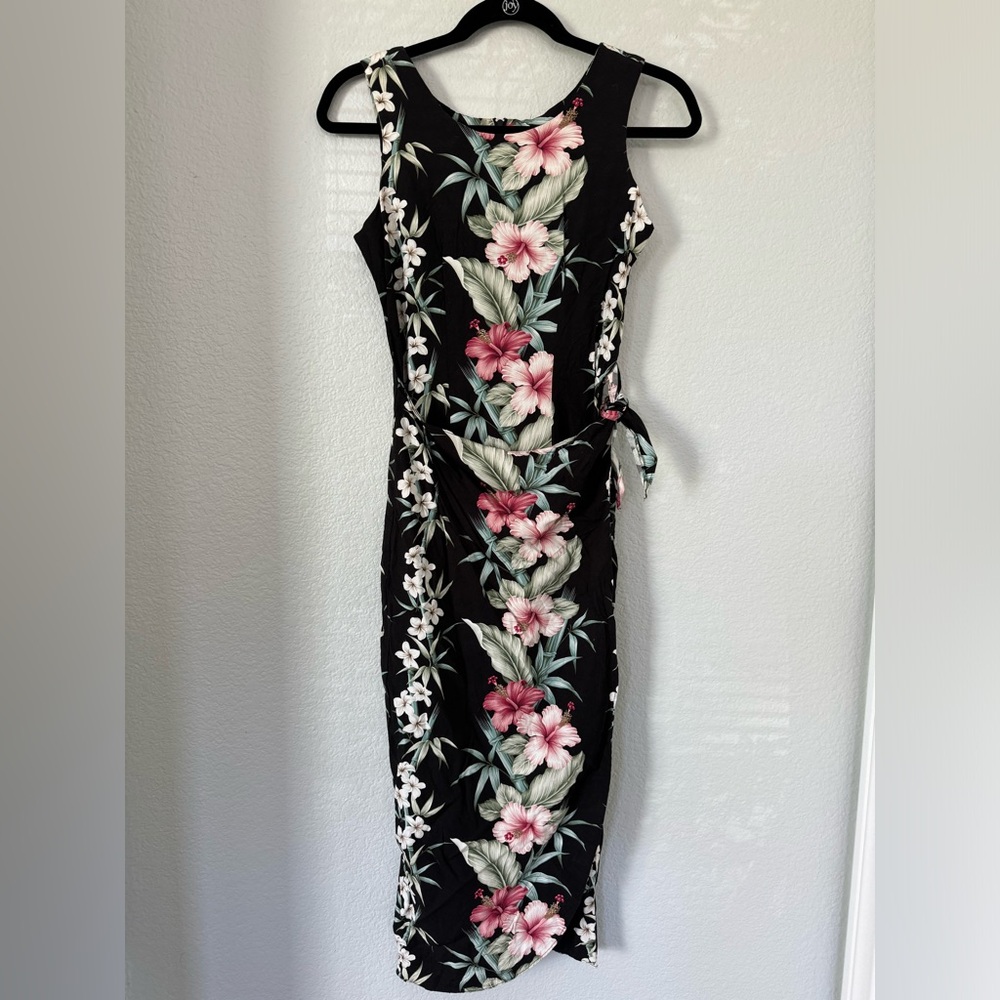 Iolani Classics Vintage Tropical Wrap Dress Floral Print Maxi